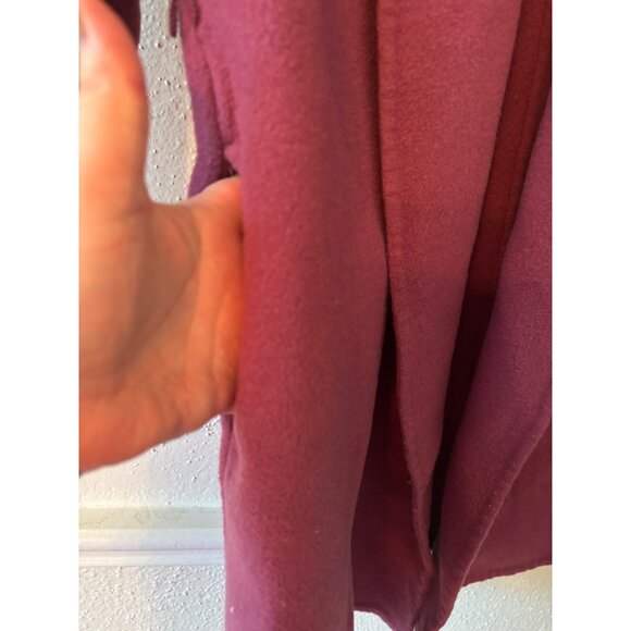 Massimo Dutti Womens Burgundy Wool Blend Long Coat Open Front Size M Side Pocket - Picture 7 of 11